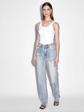 Ksubi Playback Skream Trashed Light Blue High-Rise Straight Jeans